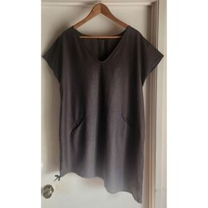 CAROL YOUNG UNDESIGNED‎ Women's M Gray Asymmetrical V-Neck Tunic Dress Pockets